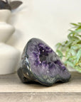 Natural Deep Purple Amethyst Geode with Calcite Inclusion - STGE0052