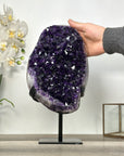 Top Grade Deep Purple Amethyst with Metal Stand – Stunning Crystal Statemen Piece - MWS2747