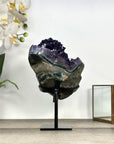 Amethyst Geode with Deep Purple and Green Bands – Natural Display Piece on Stand - MWS2817