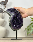Natural Deep Purple Amethyst Cluster on Metal Stand - MWS3189