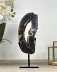 Natural Agate & Quartz Druzy Stone Portal with Metal Stand - MWS2233