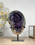Stunning Amethyst & Green Jasper Geode - Stand Included - MWS1829