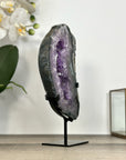 Amethyst Geode Slice on Stand with Deep Purple Crystals - MWS2912