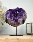 Natural Amethyst Heart Carving, Metal Stand included - HST0271