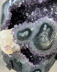 Natural Amethyst Stone with Calcite Crystal Formation, Metallic Display Included - MWS2355