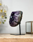 Natural Amethyst Stone Heart with Metal Stand - HST0255
