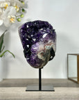 Amethyst Crystal Cluster on Stand—Deep Purple Display for Home Decor - MWS2694
