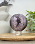 Amethyst & Agate Sphere Geode with Large Crystal Formation - SPH0189