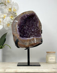 Beautiful Natural Amethyst Stone Geode with Metalllic Stand - MWS2044