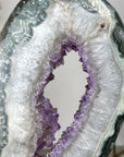 Amethyst & Green Jasper Geode Slice With Metal Stand - MWS2743