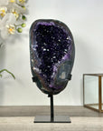 Amethyst & Agate Geode Crystal Cluster with Dark Purple Crystals - MWS2699