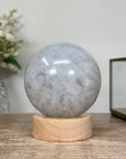 Stunning Quartz & Agate Sphere with Wooden Stand with uilt-in LED Light - SPH0136