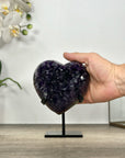 Dark Purple Amethyst Stone Heart with Metallic Stand - HST0328