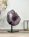 Amethyst Geode on Stand with Deep Purple Crystals and Calcite Formations - MWS2824