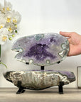 Large Amethyst & Green Jasper Jewelry Box on Metal Stand - MWS2993