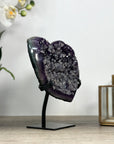 Natural Amethyst Heart Carving with Calcite Crystals Inclusions - HST0289