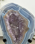 Blue Banded Agate & Amethyst Stone Slice - MWS3015