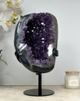 Natural XXL Agate & Amethyst Geode, Metallic Stand Included - MWS1452