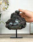 Natural Quartz Druzy & Green Jasper Stalactite Formation on Metal Stand - MWS2778