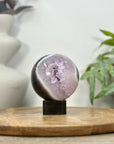 Amethyst & Banded Agate Sphere Geode with Crystal Formation - SPH0199