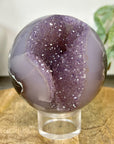 Amethyst & Agate Sphere Geode with Druzy Crystal Interior - SPH0230