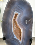Agate Slice on Metal Stand with Natural Druzy Center - MWS2913