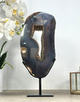 Large Agate Geode Slice with Custom Made Metallic Stand - MWS2327