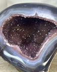 Natural Pink Amethyst Geode with Blue Banded Agate Shell - STGE0040