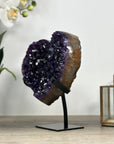 A+ Grade Natural Amethyst Heart Carving with Metal Stand - HST0290