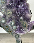 Amethyst Leaf Carving on Stand with Deep Purple Crystals - MWS2813