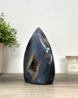 Blue Agate & Rainbow Quartz Druzy Stone Flame - FST0162