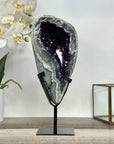 Deep Purple Amethyst Geode on Metal Stand – Stunning Crystal Formation for Shelf Display - MWS2701