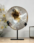 Natural Yellow Sugar Druzy Geode, Metallic Stand included - MWS1972