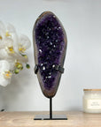Large Amethyst & Agate Crystal, Metallic Stand Included - MWS1489