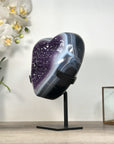 Natural Blue Banded Agate & Amethyst Stone Heart - HST0321