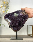 Deep Purple Amethyst on Metal Stand with Calcite - MWS2710