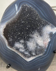 Agate Geode with Druzy Crystals on Stand – Natural Stone Display Piece - MWS2862