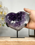 Deep Purple Amethyst Stone Heart with Large Crystals - HST0262