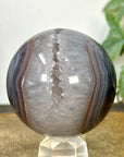 Banded Agate & Quartz Druzy Sphere Geode - SPH0218