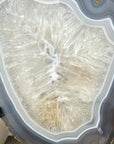 Blue Banded Agate & Quartz Stone Slice on Metal Stand - MWS3036