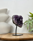 Natural Amethyst Crystal Heart with Metal Stand - HST0345