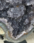 Natural Amethyst Druzy Crystal Geode, Metallic Stand Included - MWS2093
