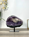 Natural Amethyst Geode With Calcite on Metal Stand - MWS2721