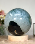 XXL Natural Green Quartz Sphere with Wooden Stand with uilt-in LED Light - SPH0144