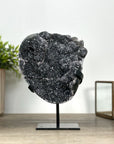 Black Amethyst on Metal Stand – Unique Statement Decor Piece - MWS2405