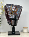 Unique Amethyst, Blue & Red Agate Geode on Rotary Stand – Ideal for Yoga or Spiritual Decor - MWS1519