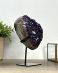 Top Grade Natural Amethyst Crystal Cluster on Metal Stand – Deep Purple Specimen from Uruguay - MWS2412