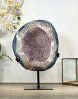 Natural Blue Agate & Amethyst Geode on Stand - MWS3022