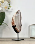 Jasper & Quartz Slice with Natural Banded Patterns on Stand - MWS2909