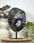 Huge Natural Deep Purple Amethyst Geode on Stand - MWS3077